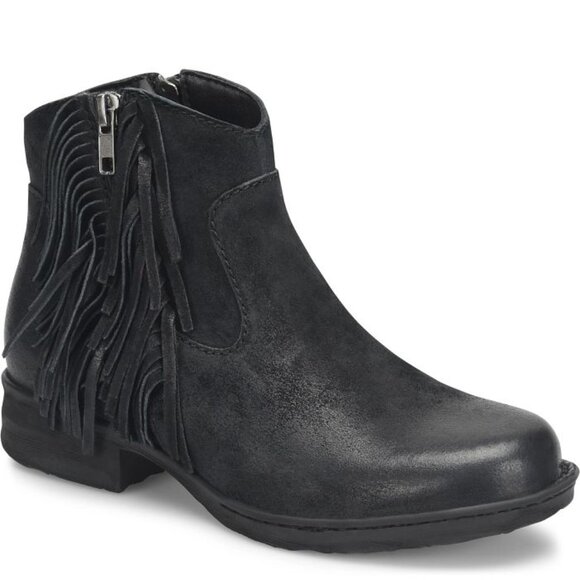 Born Women's Size 10 M Kenia Fringed Booties Boots Black Suede Leather - Picture 1 of 9